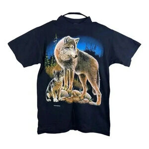 Vintage 90s Grey Wolf Nature T-Shirt Women’s Size XL American Thunder